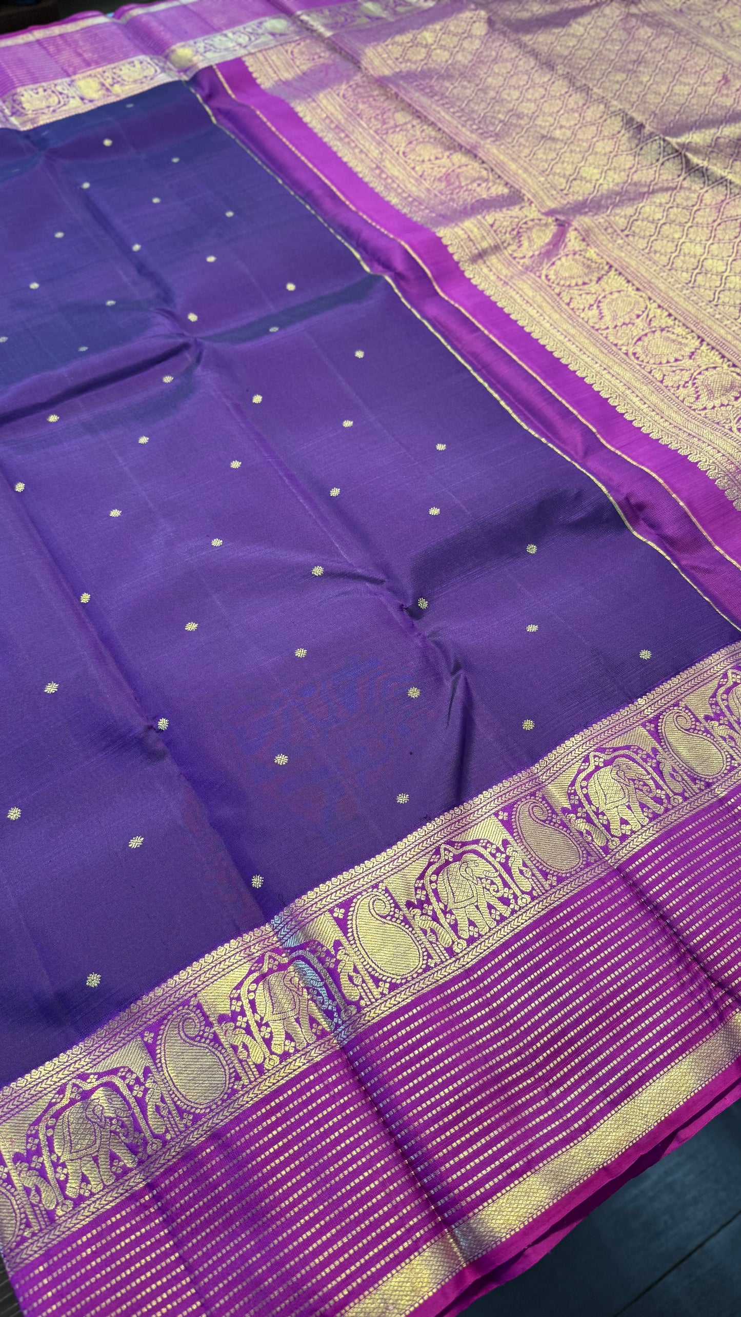 DARK PURPLE WITH VADAMALLI PURPLE GOLD ZARI HANDLOOM KANICHIPURAM SILK SAREE (KSS249)