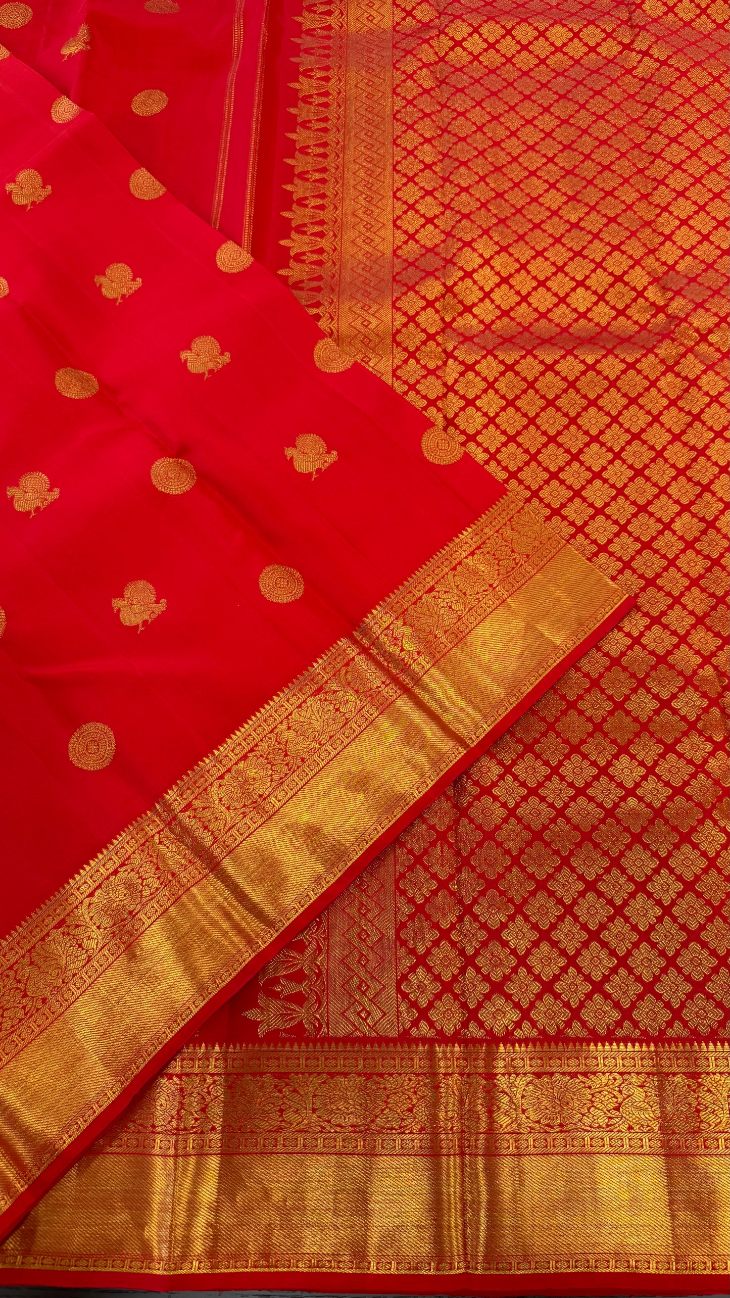 CHILI RED GOLD ZARI HANDLOOM KANICHIPURAM SILK SAREE (KSS83 / KSS154)
