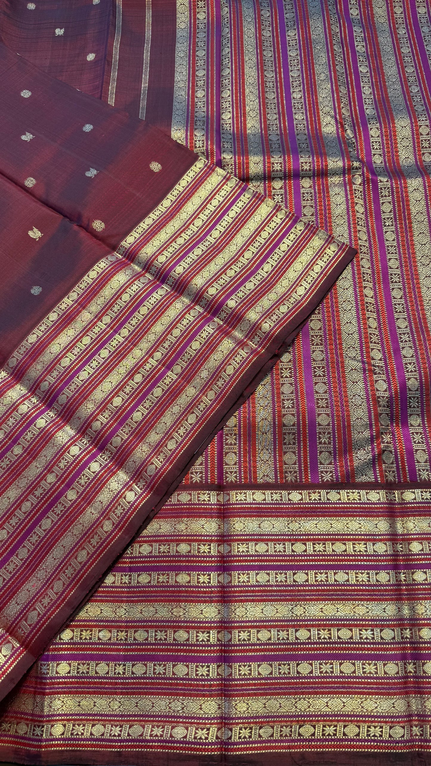 WINE RED PURE KANICHIPURAM HANDLOOM SILK SAREE (KSS130)
