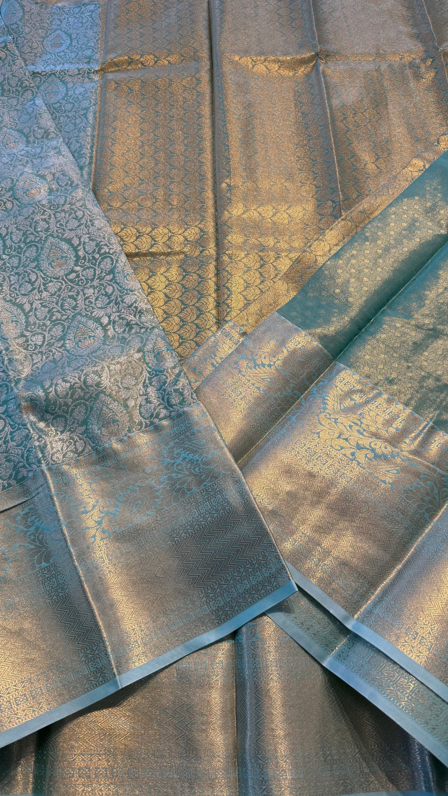 LIGHT BLUE SEMI SILK KANICHIPURAM SILK SAREE (SSKS20)
