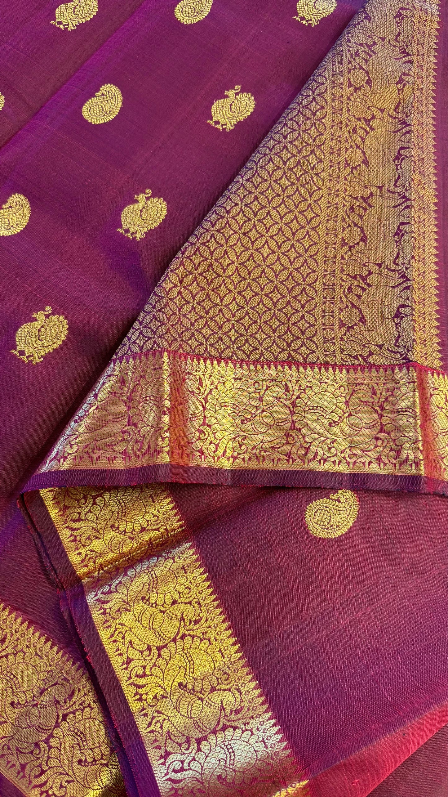 MULBERRY MAROON HANDLOOM KANICHIPURAM SILK SAREE (KSS17)