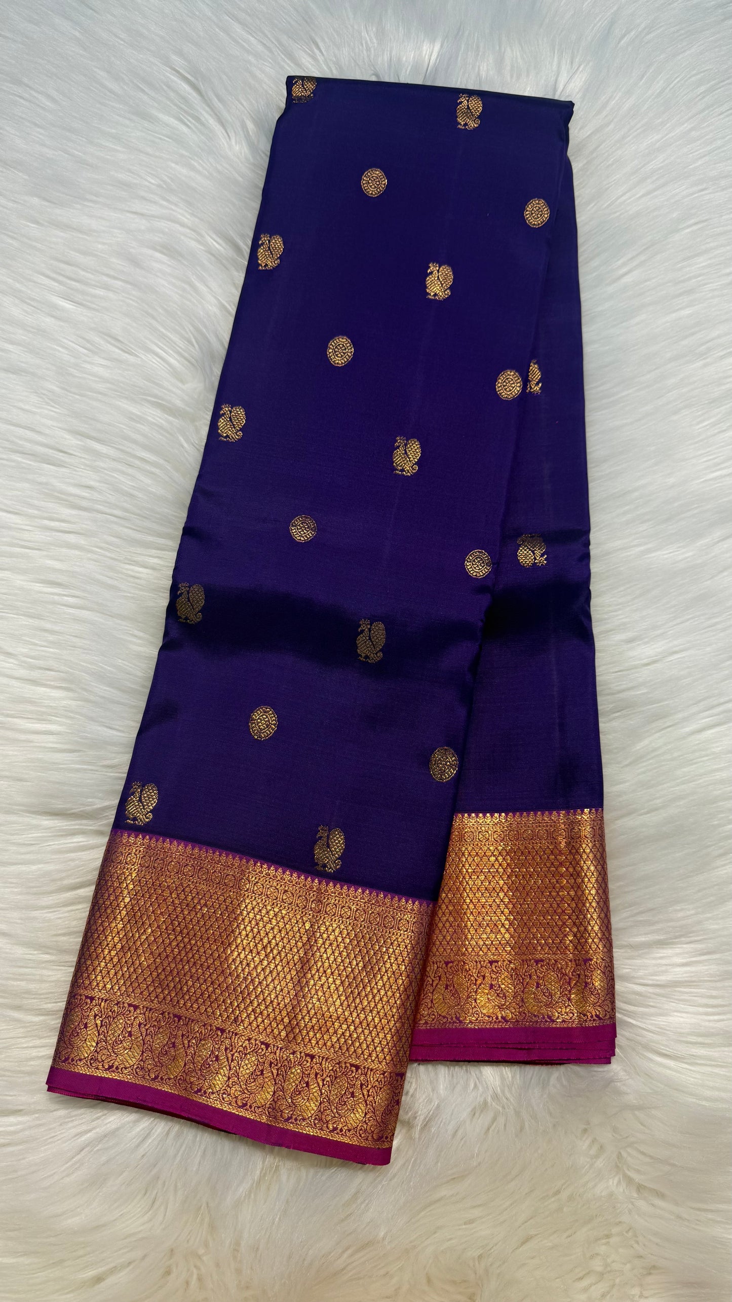 PURPLE GOLD ZARI HANDLOOM KANICHIPURAM SILK SAREE (KSS116)