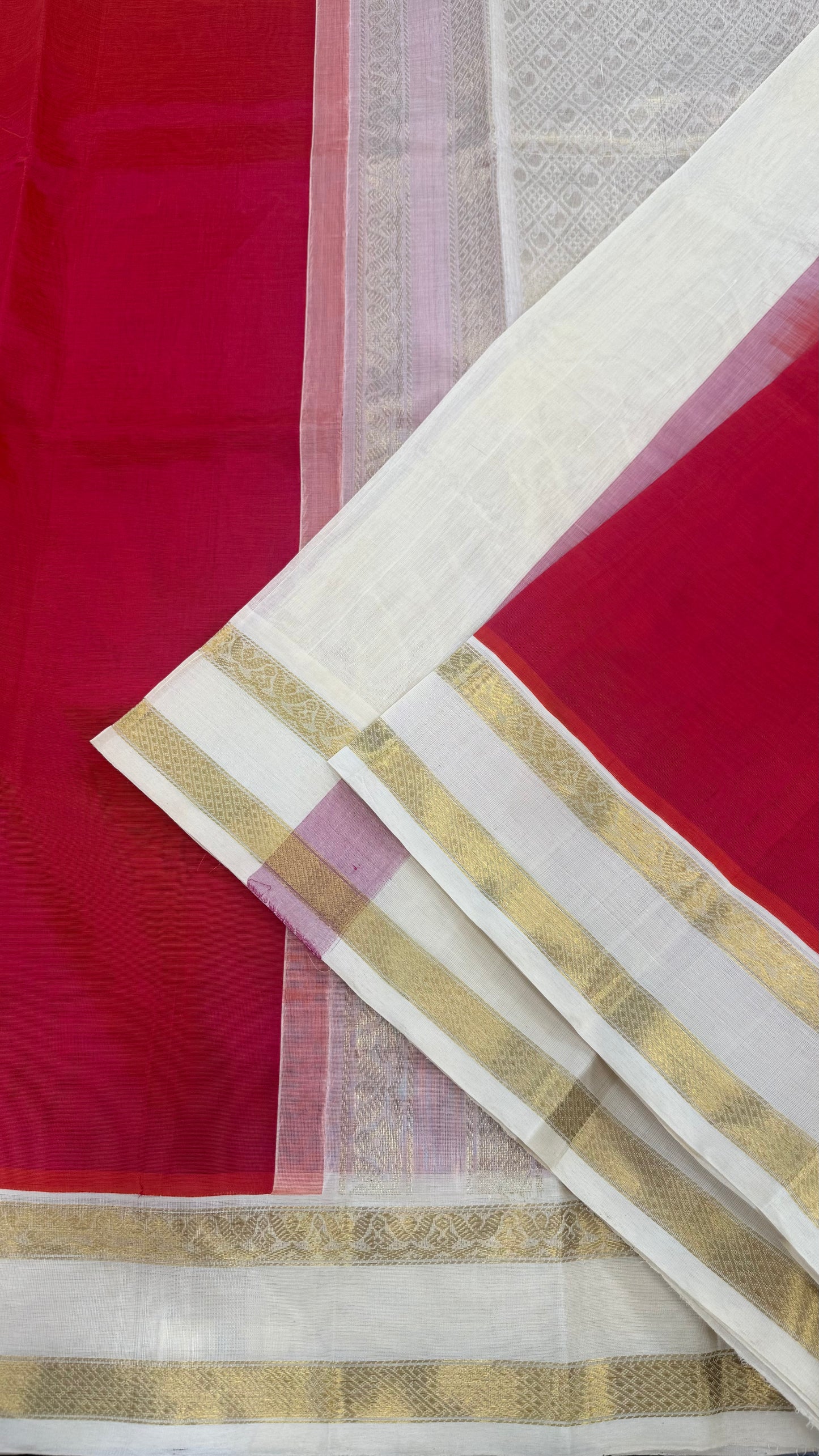 DUAL TONE PINK WITH CONTRAST CREAM KANCHIPURAM SILK COTTON (KSC89)