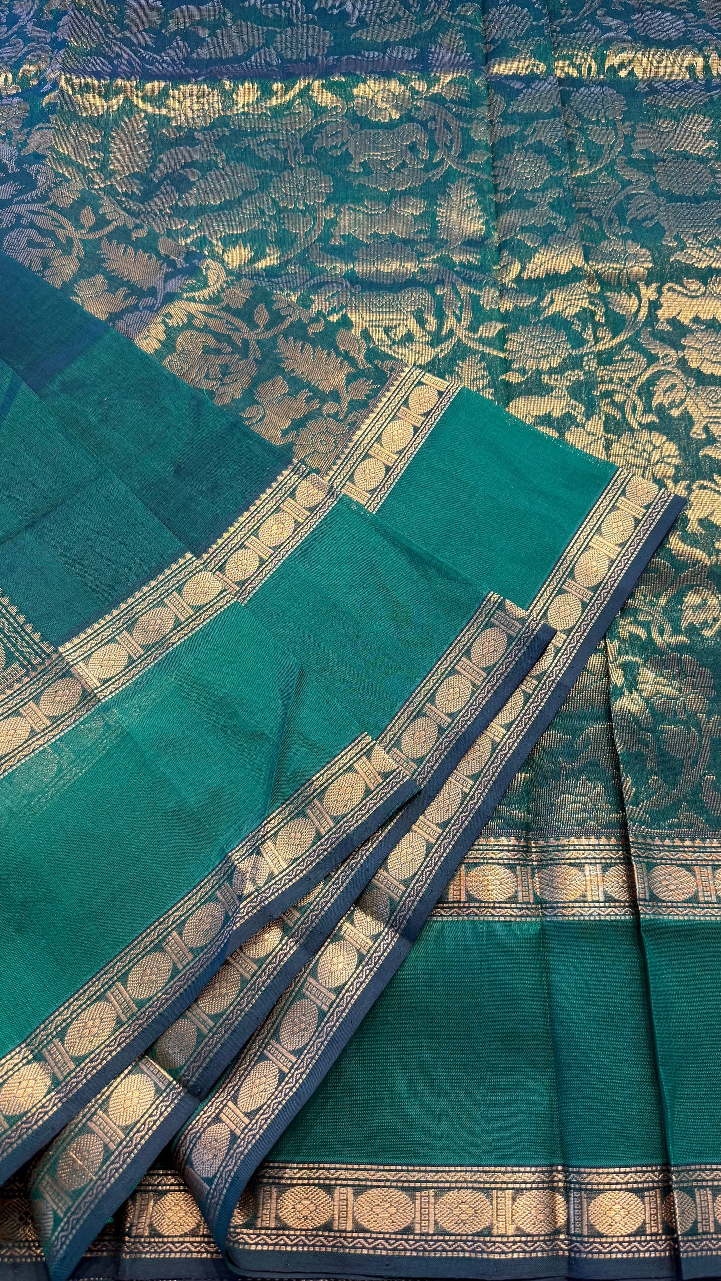 GREEN VANASINGARAM HANDLOOM KANCHIPURAM SILK COTTON (KSC141)