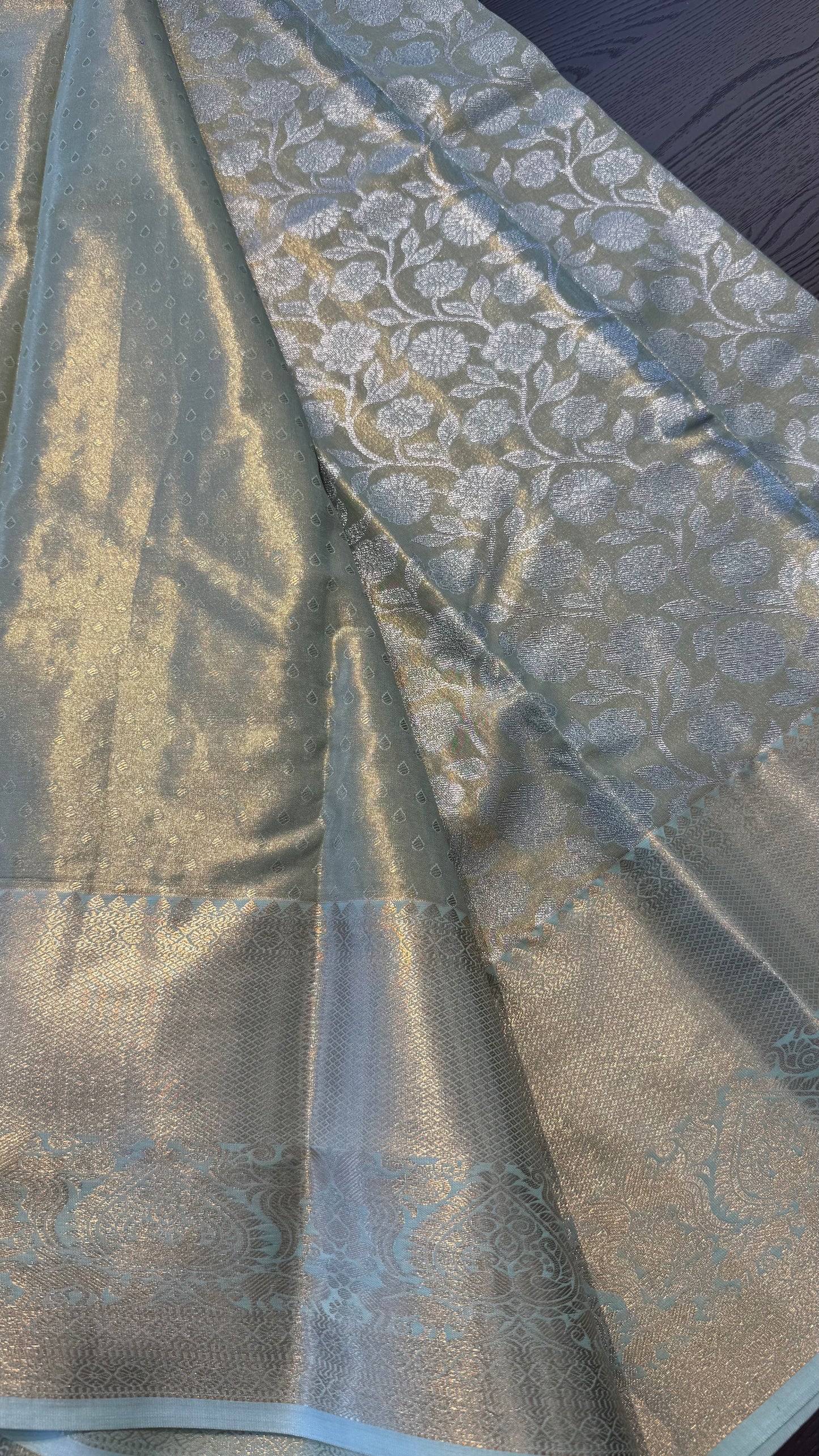TURQUOISE SEMI SILK KANICHIPURAM SILK SAREE (SSKS25)