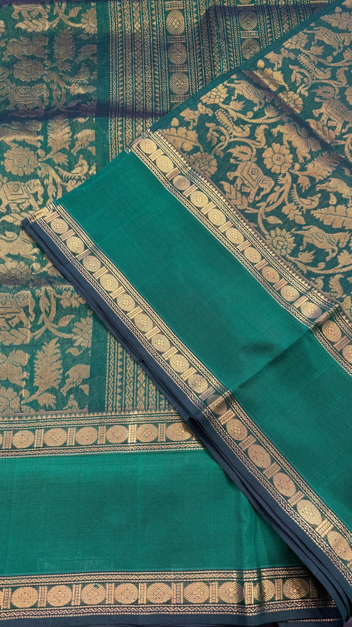 GREEN VANASINGARAM HANDLOOM KANCHIPURAM SILK COTTON (KSC141)