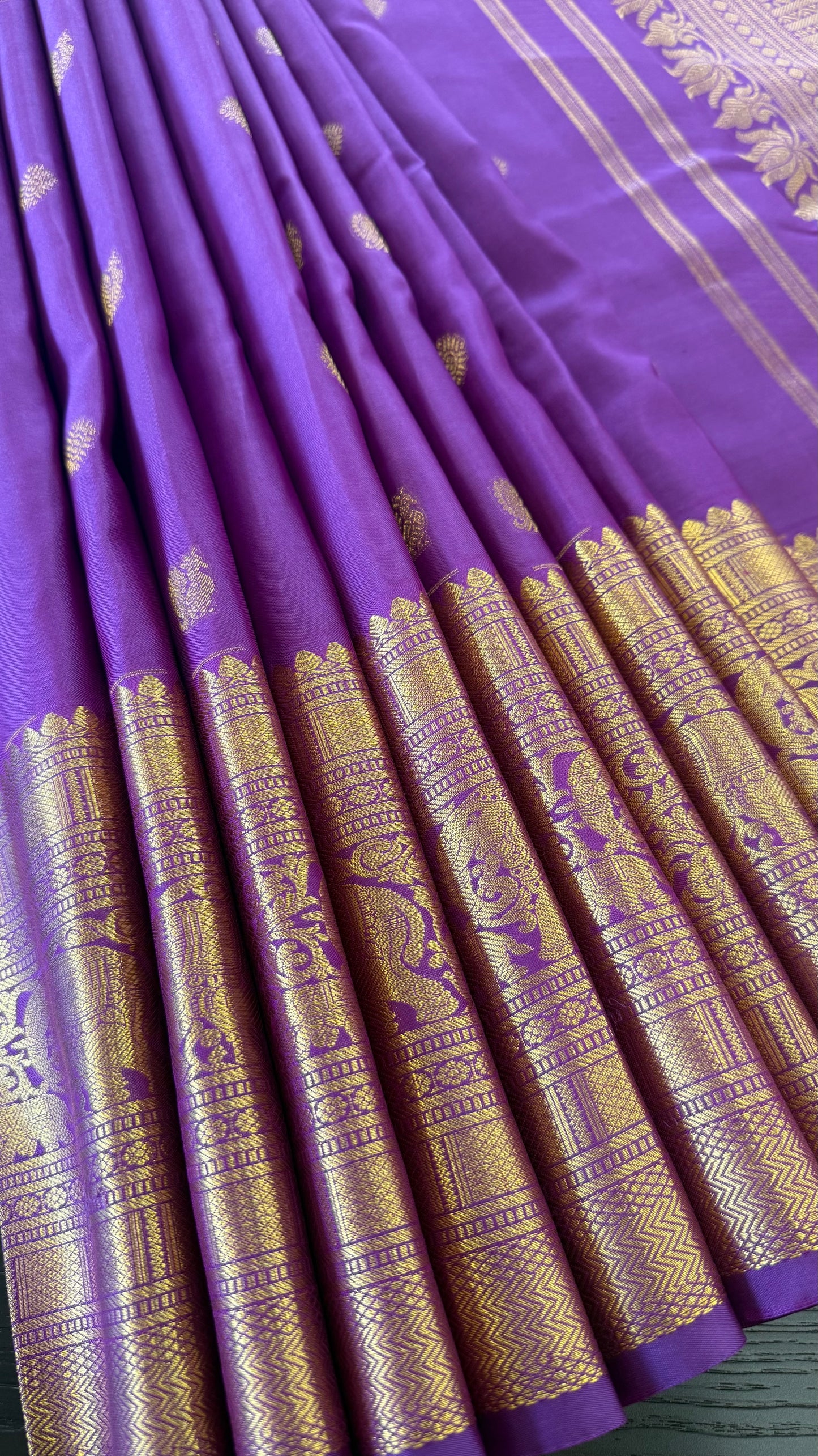 RAISIN PURPLE GOLD ZARI HANDLOOM KANICHIPURAM SILK SAREE (KSS51)