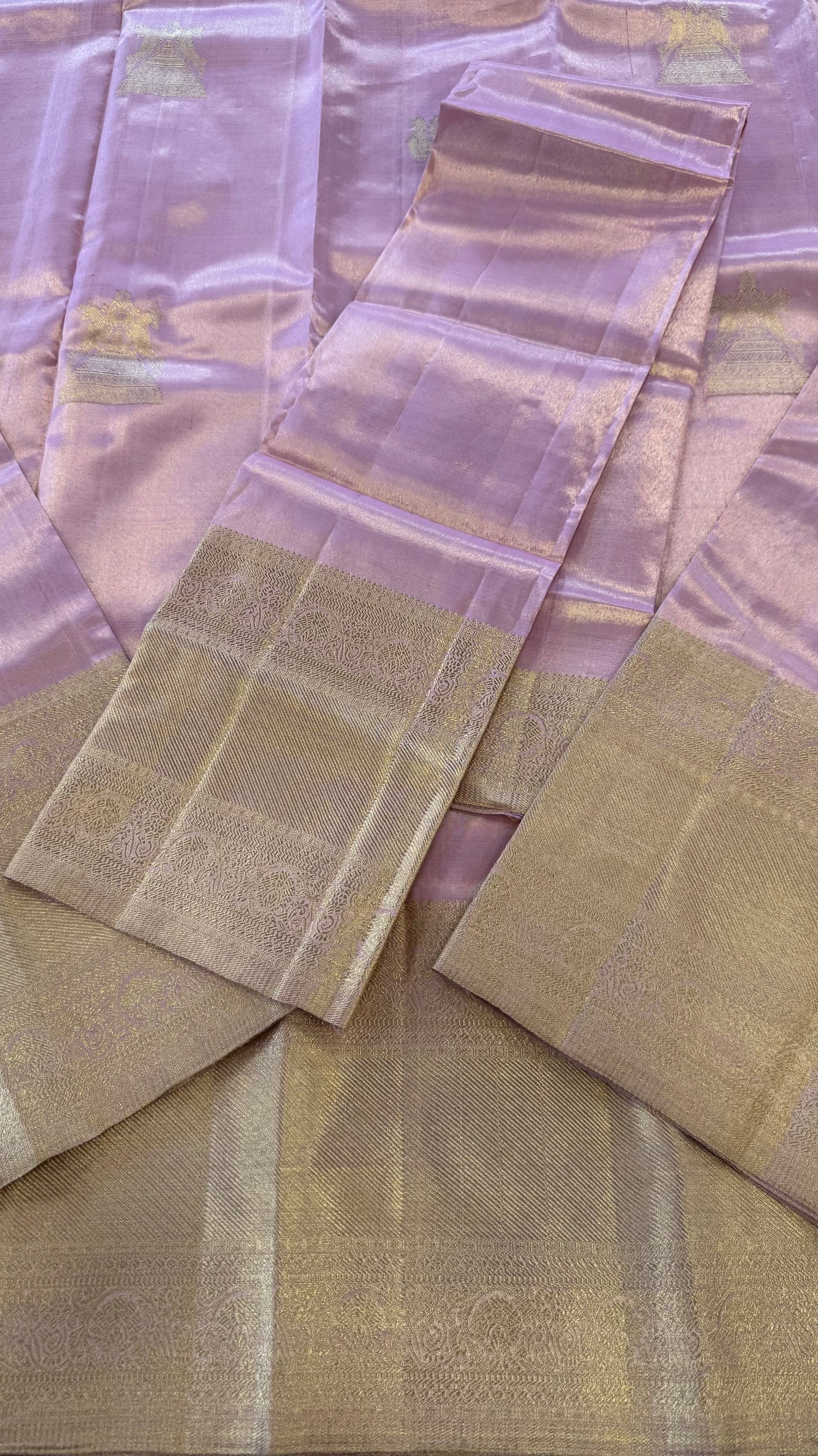 PASTEL PINK GOLD ZARI HANDLOOM KANICHIPURAM SILK SAREE (KSS193)