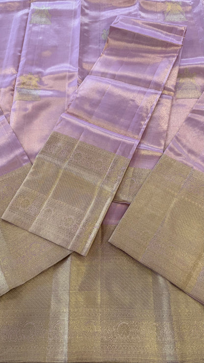 PASTEL PINK GOLD ZARI HANDLOOM KANICHIPURAM SILK SAREE (KSS193)