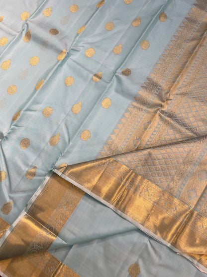 CELESTE BLUE KANCHIPURAM HANDLOOM SILK SAREE