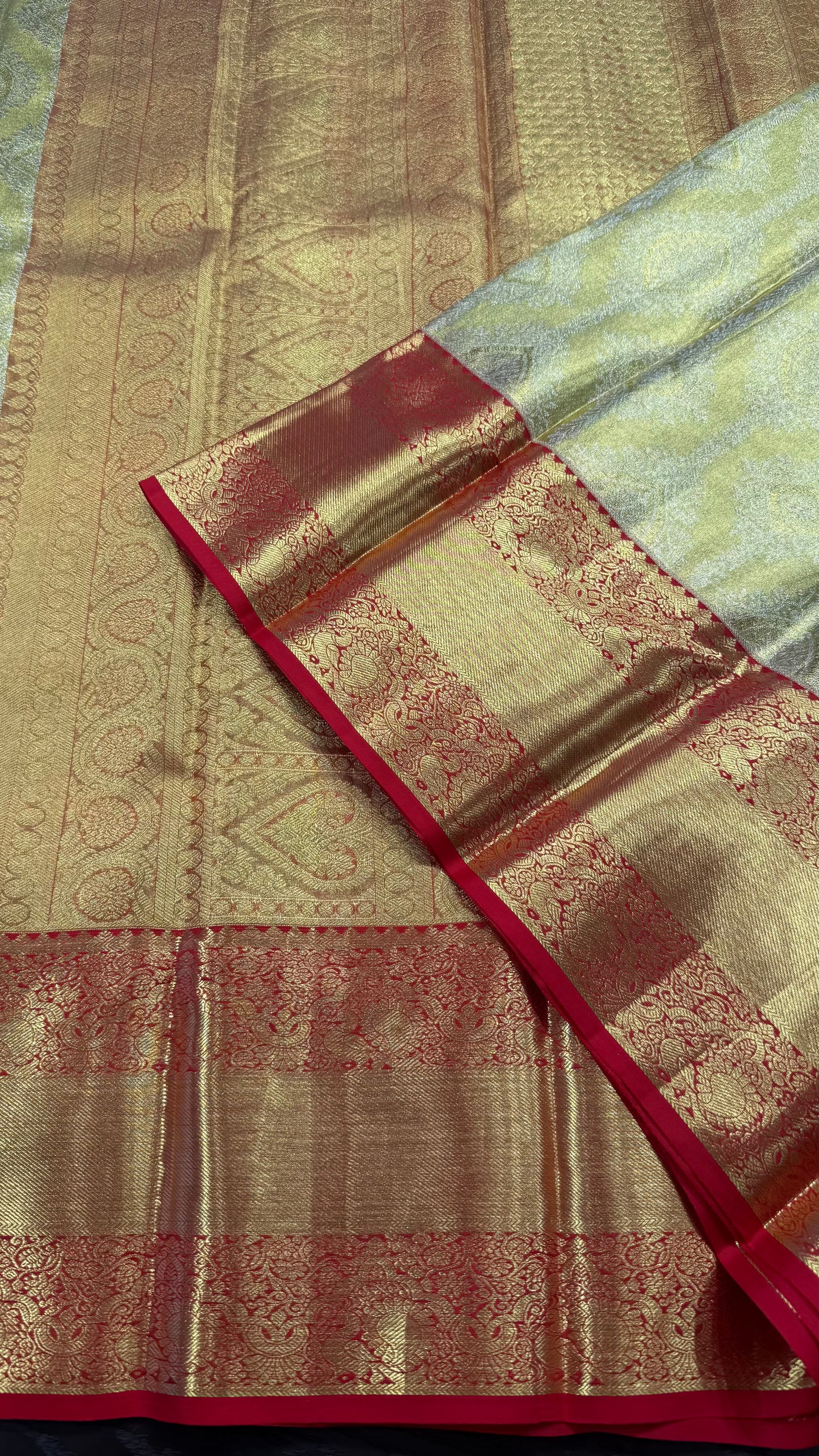 GOLDEN YELLOW PURE KANCHIPURAM HANDLOOM SILK SAREE(KSS 607)