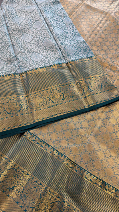 GREEN SEMI SILK KANICHIPURAM SILK SAREE (SSKS26)