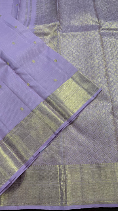 PASTEL LAVENDER VAIRA OOSI PURE KANCHIPURAM HANDLOOM SILK SAREE(KSS525)