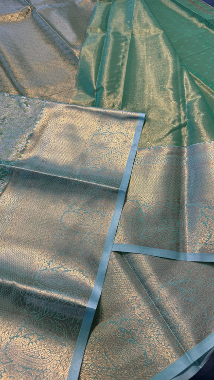 SEA GREEN SEMI SILK KANICHIPURAM SILK SAREE (SSKS22)