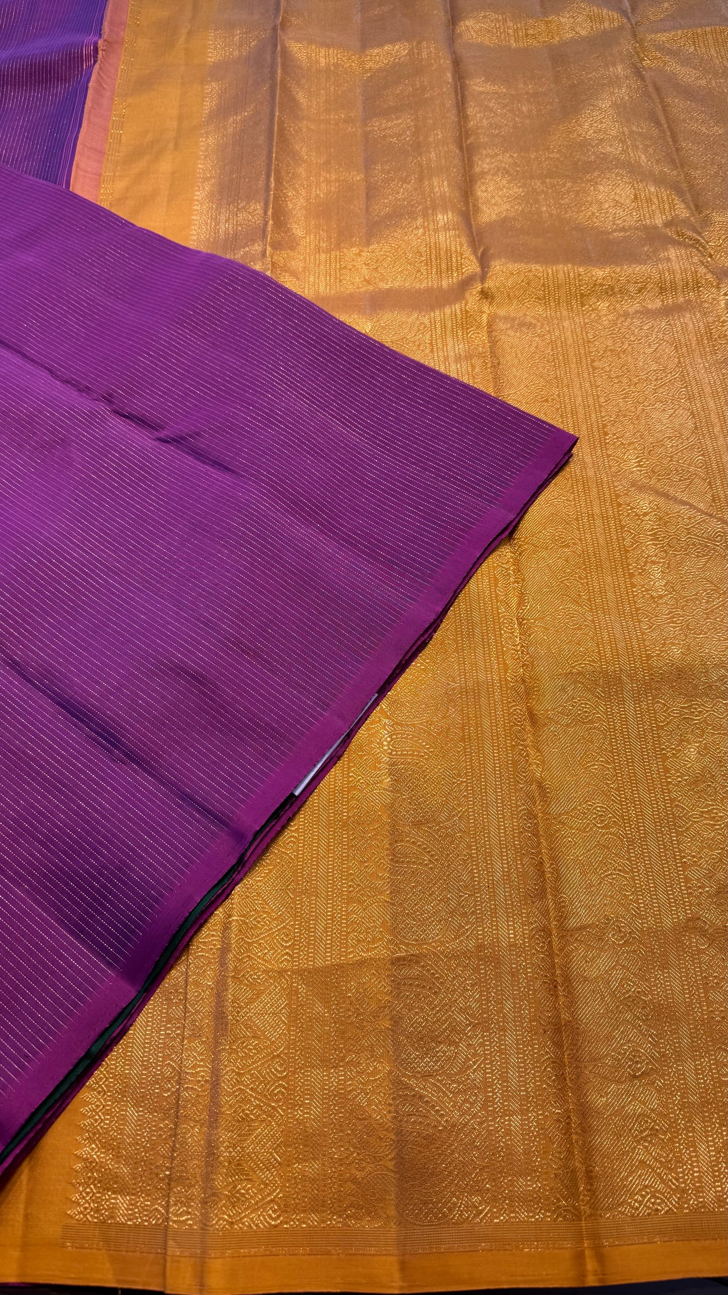 YELLOW, MAGENTA AND GREEN PARTLY KANCHIPURAM HANDLOOM SILK SAREE (KSS446)