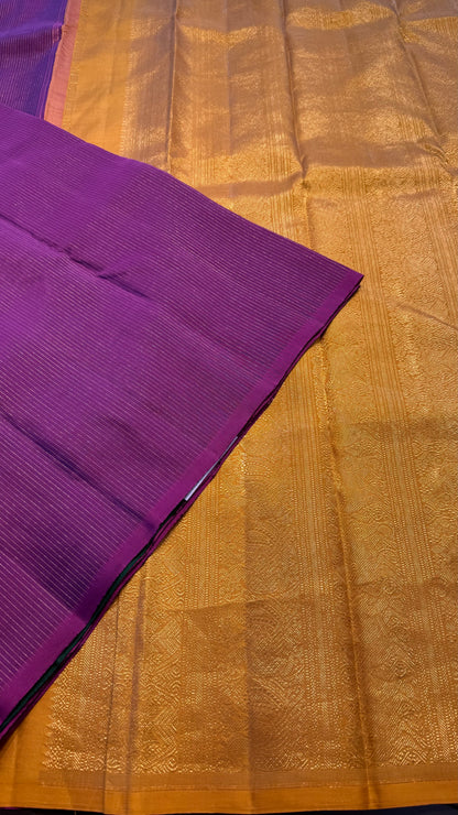 YELLOW, MAGENTA AND GREEN PARTLY KANCHIPURAM HANDLOOM SILK SAREE (KSS446)