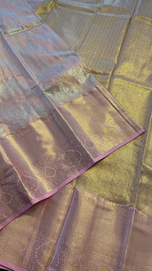 PINK SEMI SILK KANICHIPURAM SILK SAREE (SSKS14)