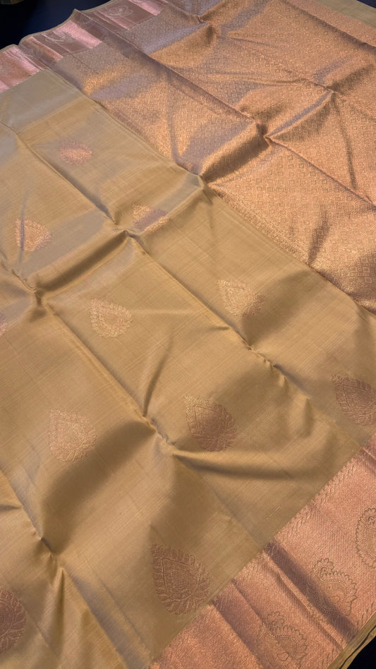 OLIVE GREEN HANDLOOM KANCHIPURAM SILK SAREE (KSS323)