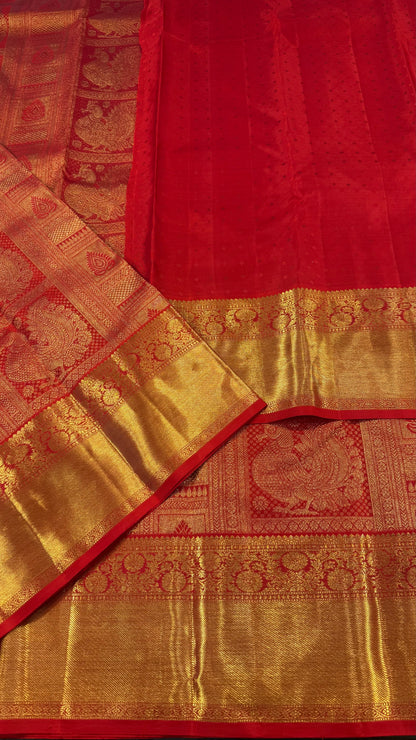 CHILLI RED PURE HANDLOOM KANCHIPURAM SILK SAREE (KSS494)