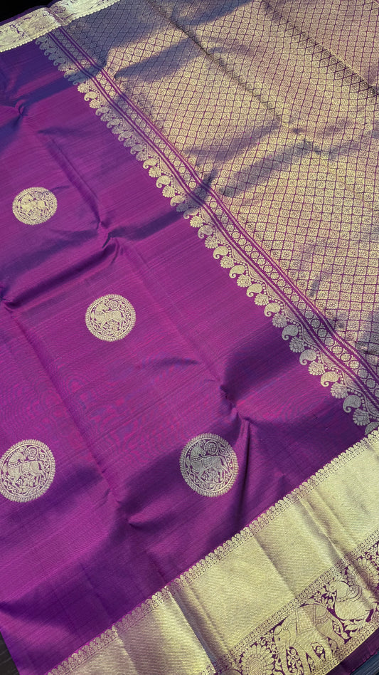 ROYAL PURPLE GOLD ZARI HANDLOOM KANCHIPURAM SILK SAREE (KSS397)