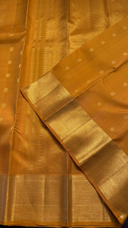GOLDEN YELLOW HANDLOOM KANCHIPURAM SILK SAREE (KSS382)