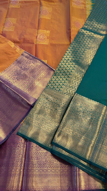 MAMBALAM WITH CONTRAST PURPLE SILK KANICHIPURAM SILK SAREE (SSKS45)