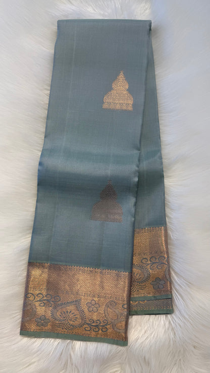 LIGHT BLUISH GREY HANDLOOM KANCHIPURAM SILK SAREE (KSS316)