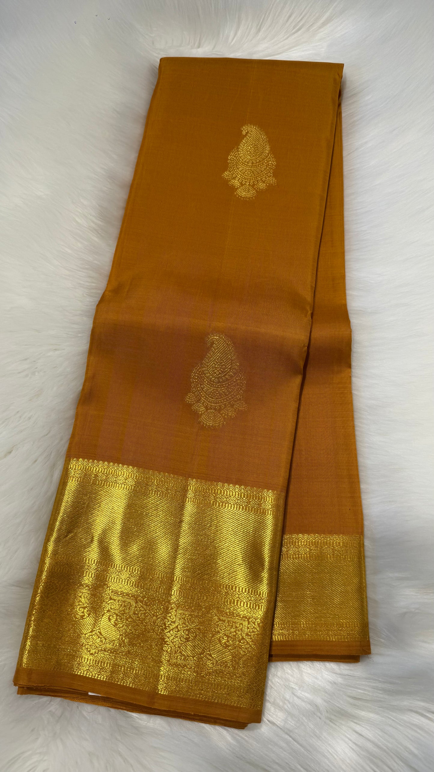 GAMBOGE PURE KANCHIPURAM HANDLOOM SILK SAREE(KSS 535)
