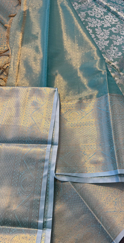 BLUE SEMI SILK KANICHIPURAM SILK SAREE (SSKS33)