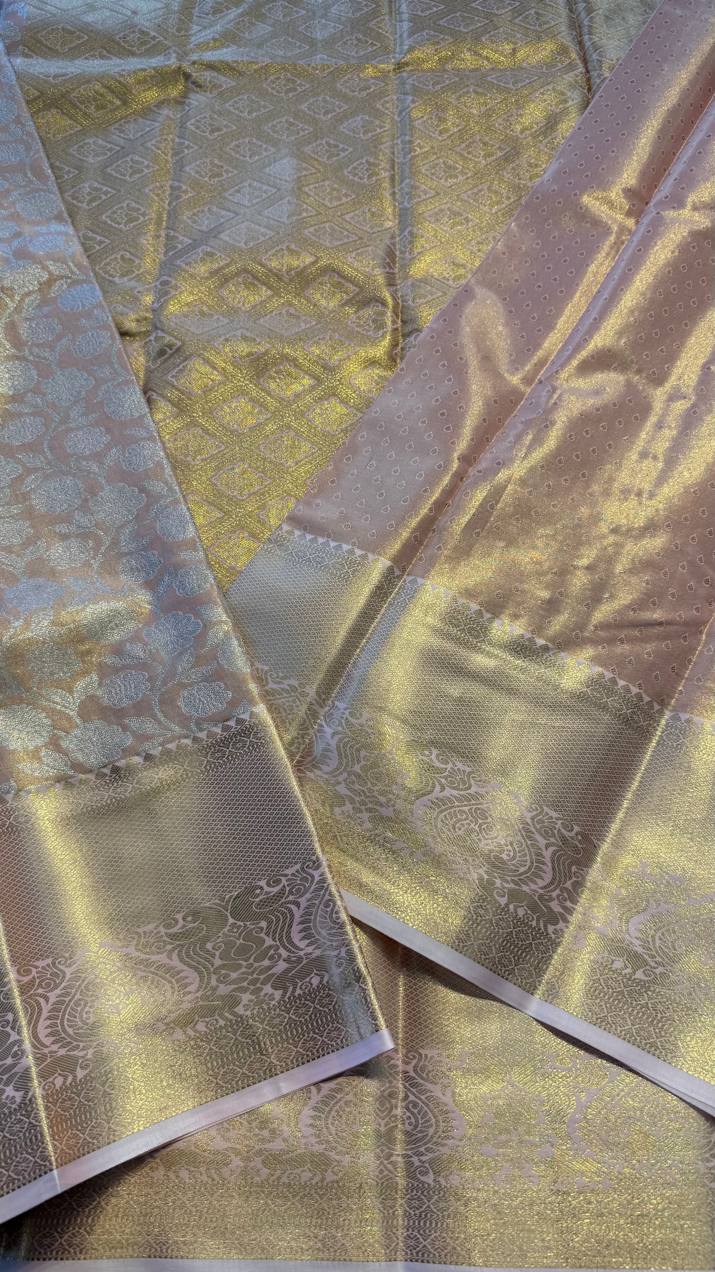 PASTEL PINK SEMI SILK KANICHIPURAM SILK SAREE (SSKS10)