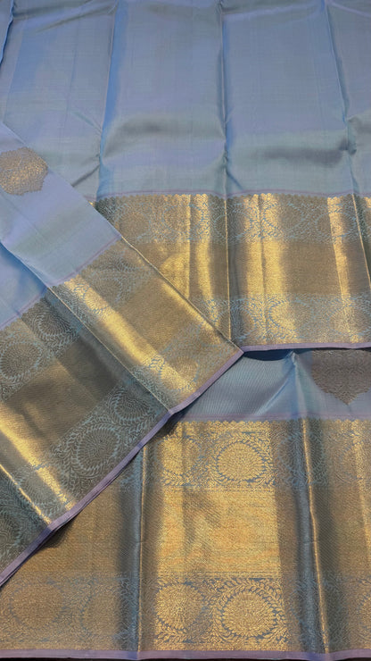 UNICORN BLUE HANDLOOM KANCHIPURAM SILK SAREE (KSS275)