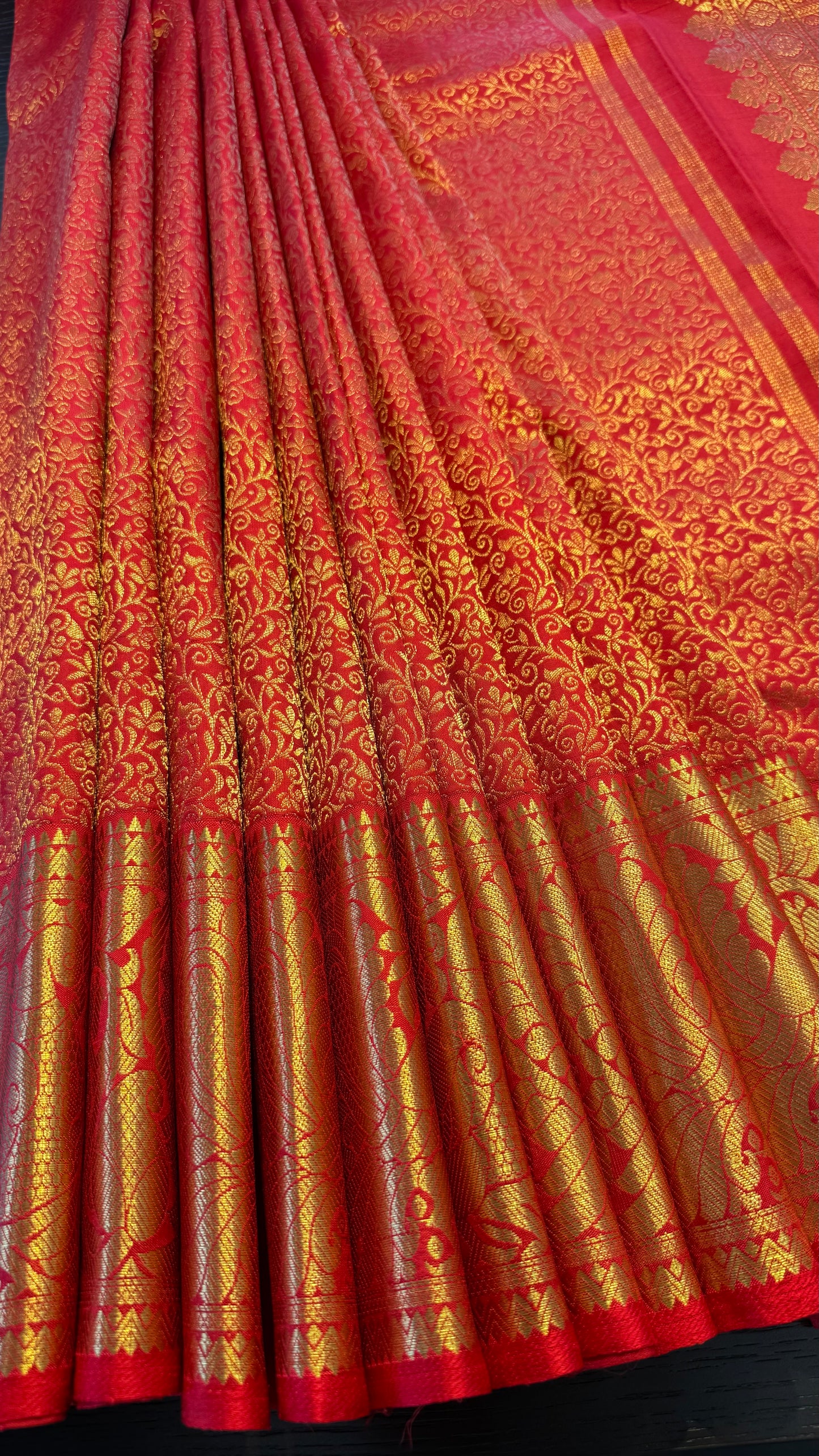 CHILLI RED FULL GOLD ZARI PURE HANDLOOM KANCHIPURAM SILK SAREE (KSS 506)