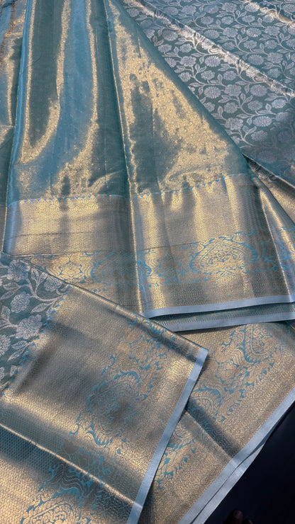 BLUE SEMI SILK KANICHIPURAM SILK SAREE (SSKS32)