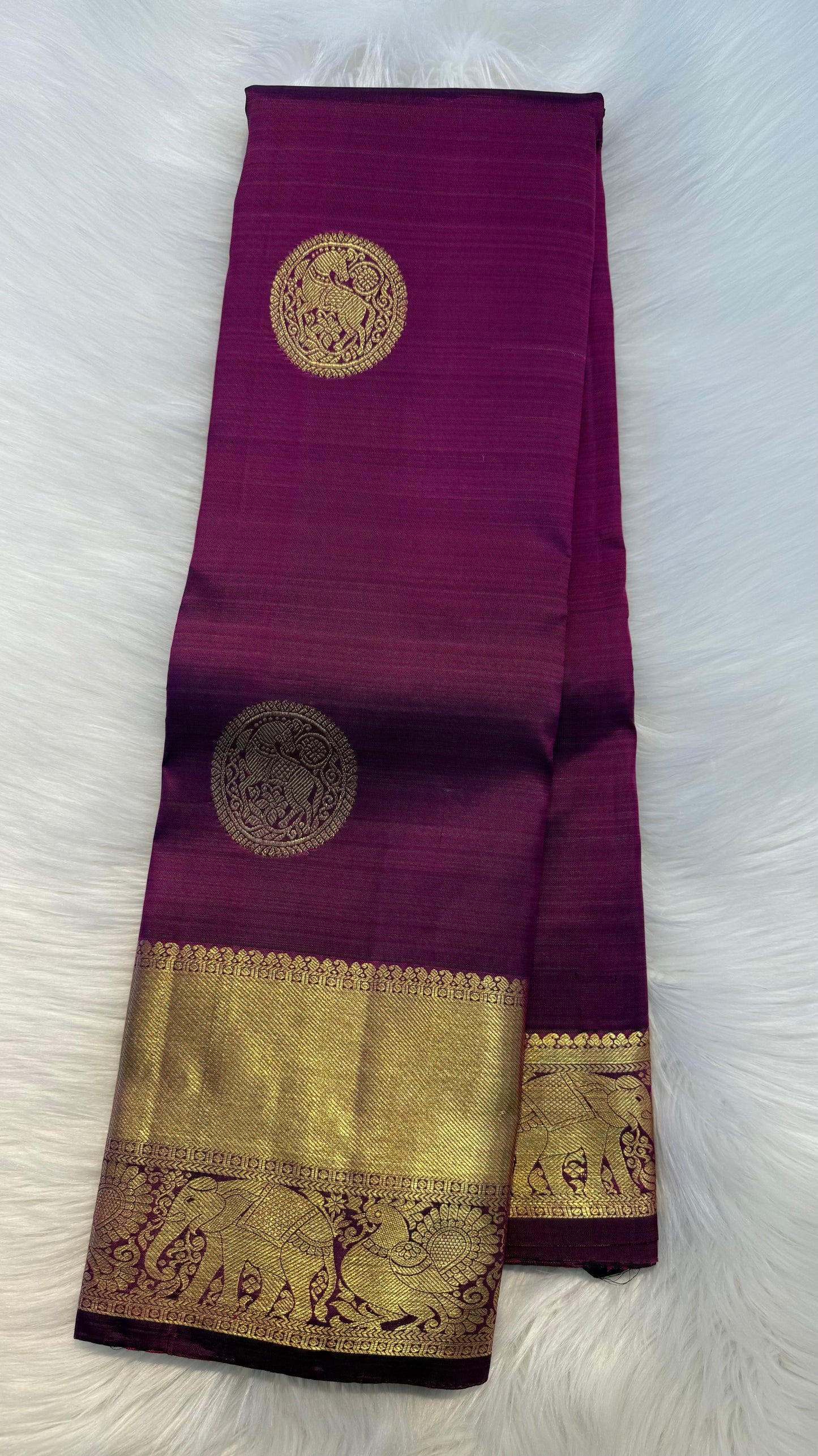 ROYAL PURPLE GOLD ZARI HANDLOOM KANCHIPURAM SILK SAREE (KSS397)