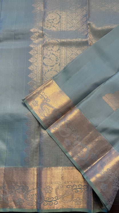 LIGHT BLUISH GREY HANDLOOM KANCHIPURAM SILK SAREE (KSS316)