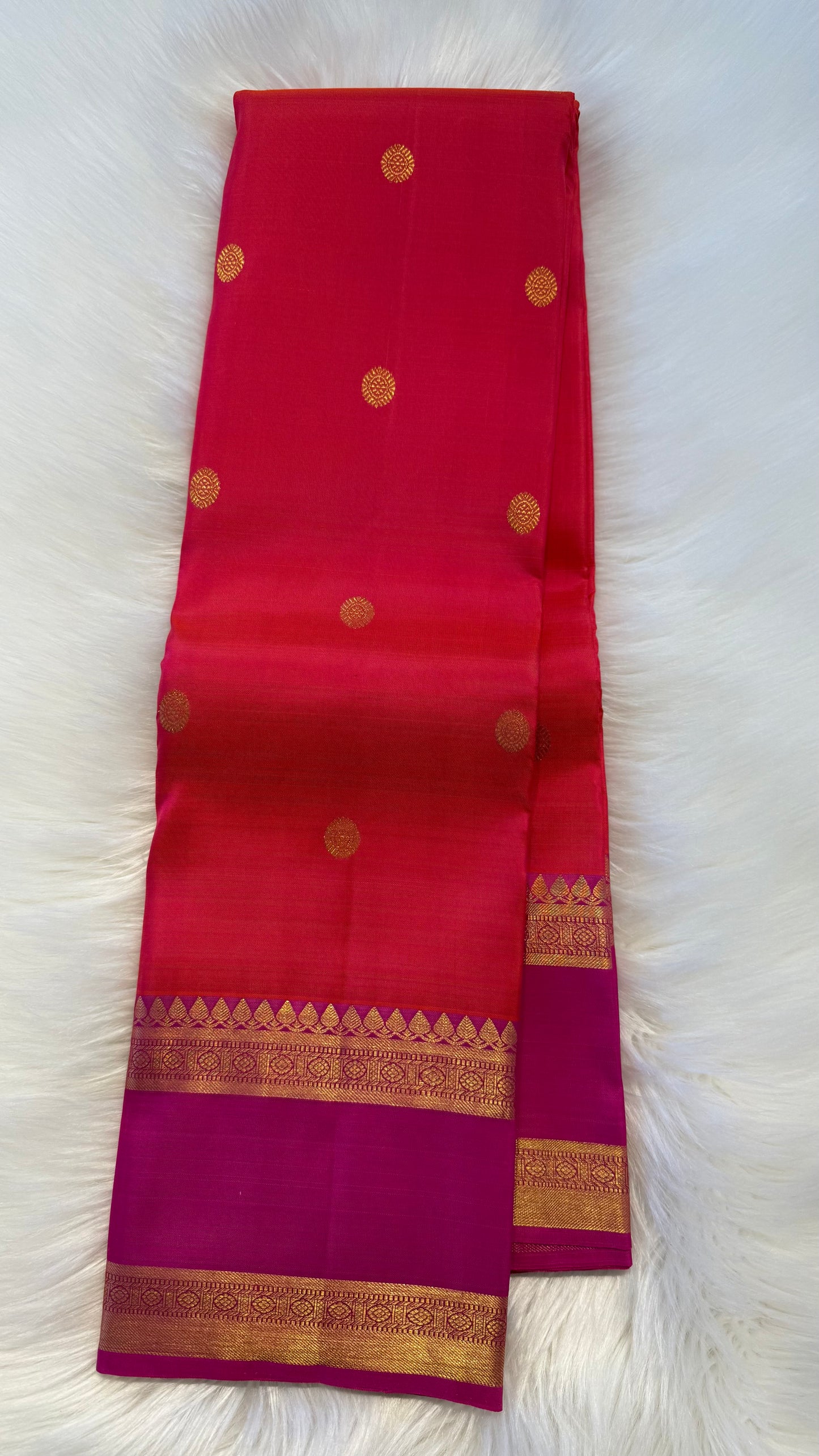 KANAKAMBARAM CONTRAST PINK BORDER HANDLOOM KANICHIPURAM SILK SAREE (KSS352)