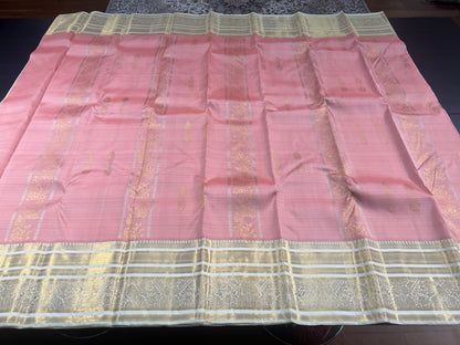 LIGHT SALMON PINK PURE KANCHIPURAM HANDLOOM SILK SAREE