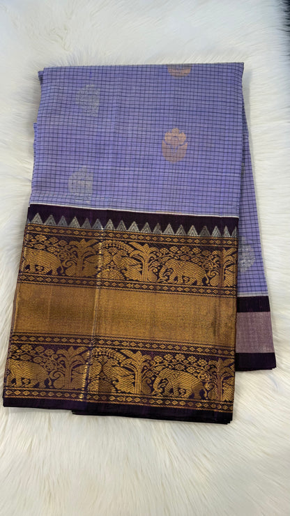 UNICORN PURPLE WITH CONTRAST PURPLE MANGALAGIRI SILK COTTON (MSC03)
