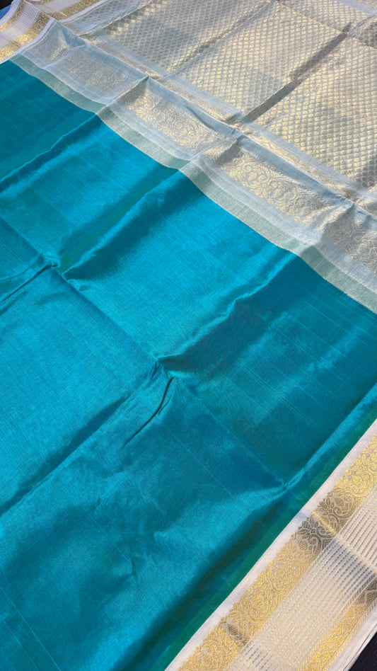 MINT GREEN WITH OFF WHITE HANDLOOM KANCHIPURAM SILK COTTON (KSC123)