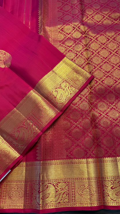 PINK GOLD ZARI HANDLOOM KANCHIPURAM SILK SAREE (KSS349)