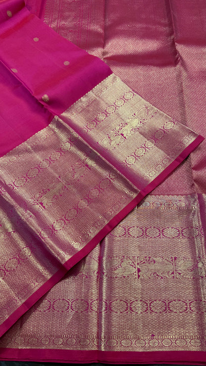 BARBIE PINK PURE HANDLOOM KANCHIPURAM  SILK SAREE (KSS 568)