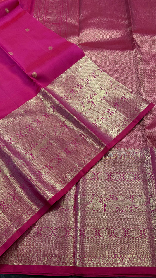BARBIE PINK PURE HANDLOOM KANCHIPURAM  SILK SAREE (KSS 568)