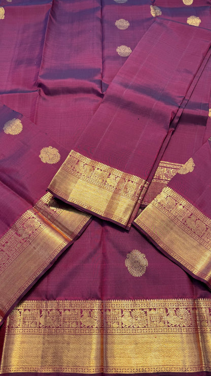 DEEP MAROON GOLD ZARI HANDLOOM KANICHIPURAM SILK SAREE (KSS214)