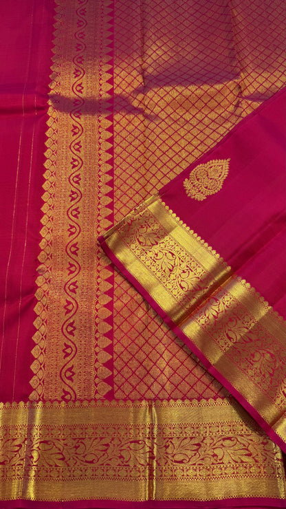 PINK GOLD ZARI HANDLOOM KANCHIPURAM SILK SAREE (KSS358)