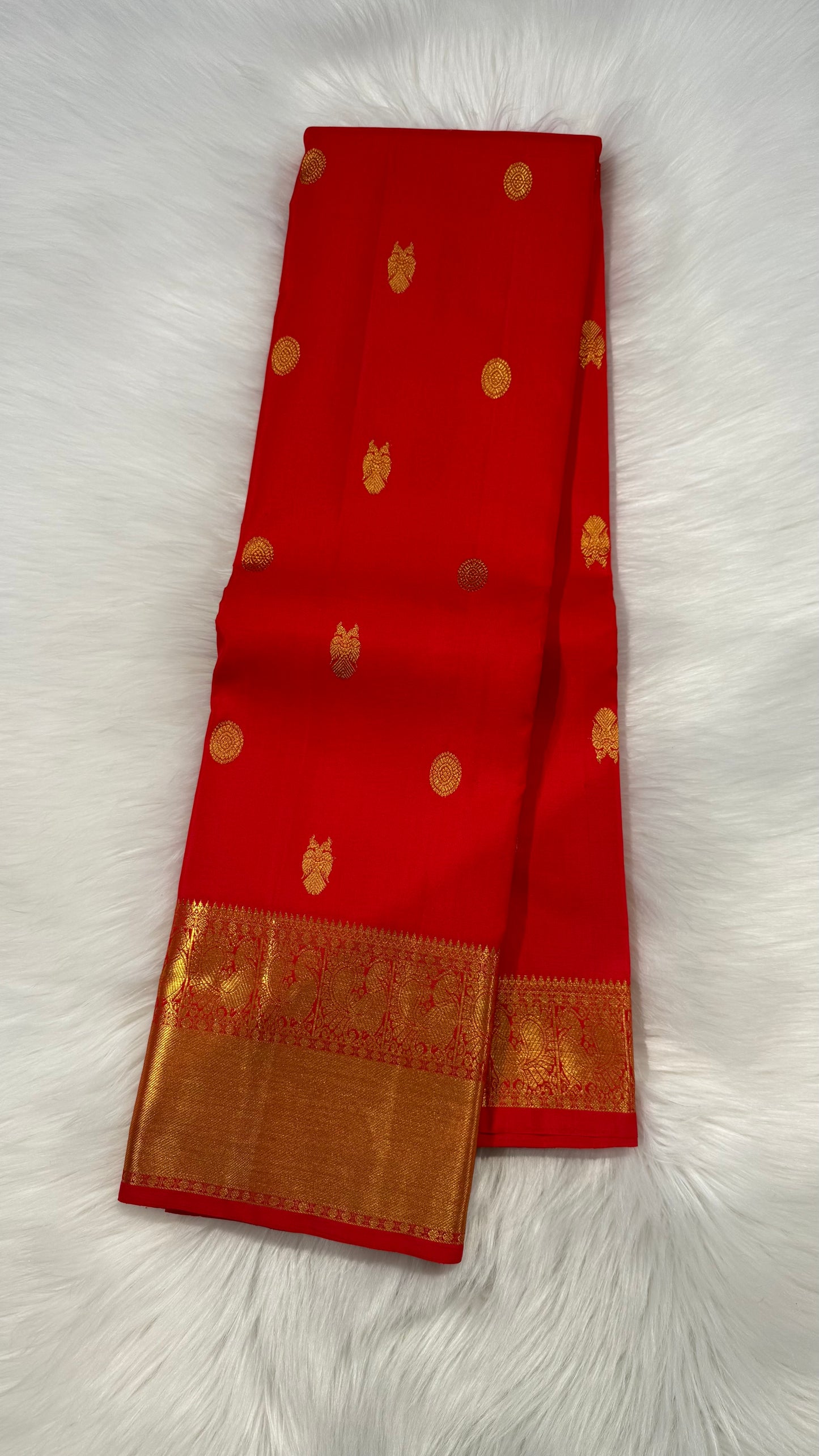 CHILLI RED GOLD ZARI HANDLOOM KANICHIPURAM SILK SAREE (KSS123)