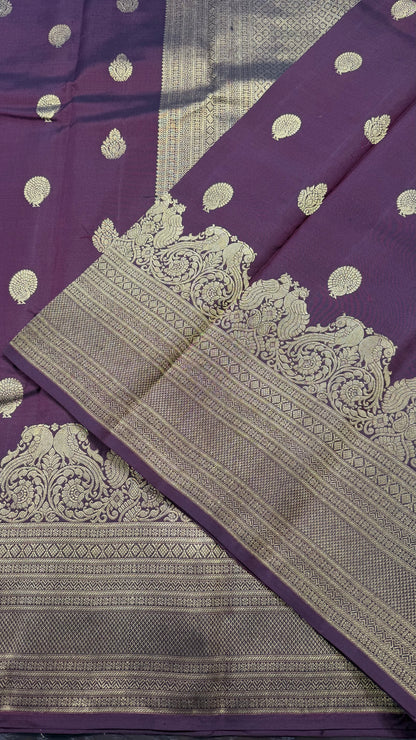 BURNT MAROON PURE KANCHIPURAM HANDLOOM SILK SAREE( KSS 589)