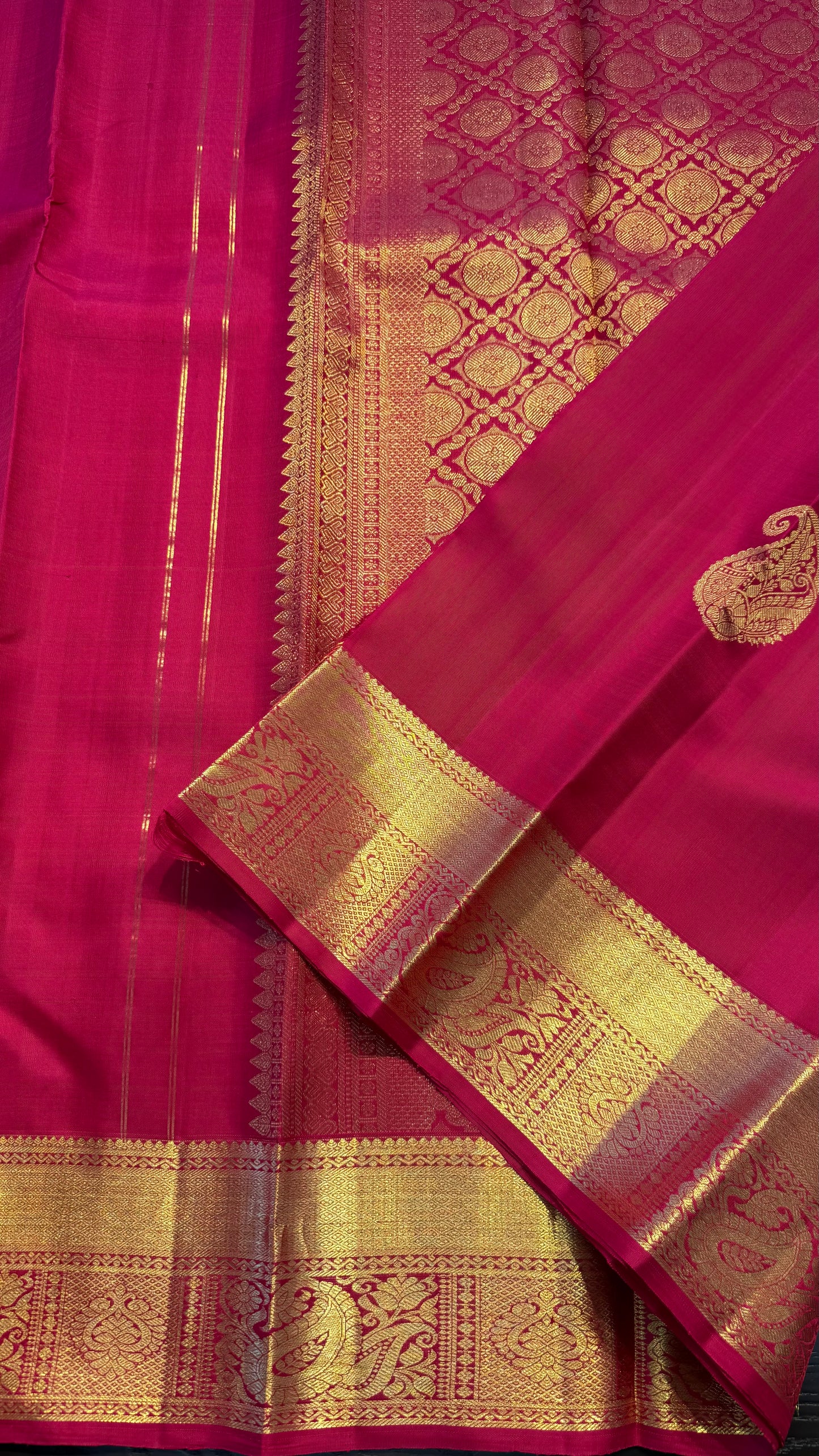 PINK GOLD ZARI HANDLOOM KANCHIPURAM SILK SAREE (KSS349)