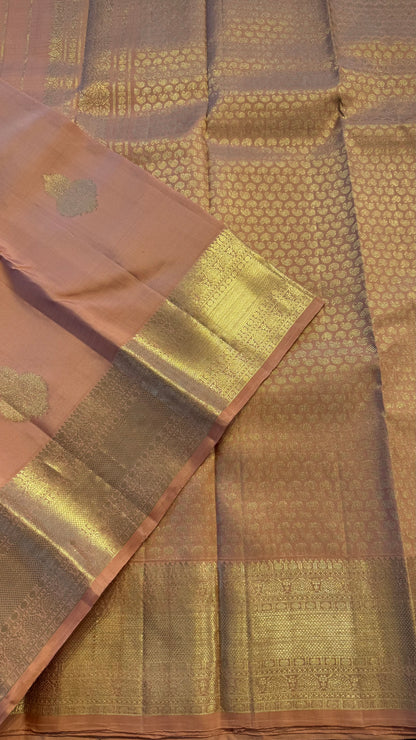 PALE PINK GOLD ZARI HANDLOOM KANCHIPURAM SILK SAREE (KSS351)