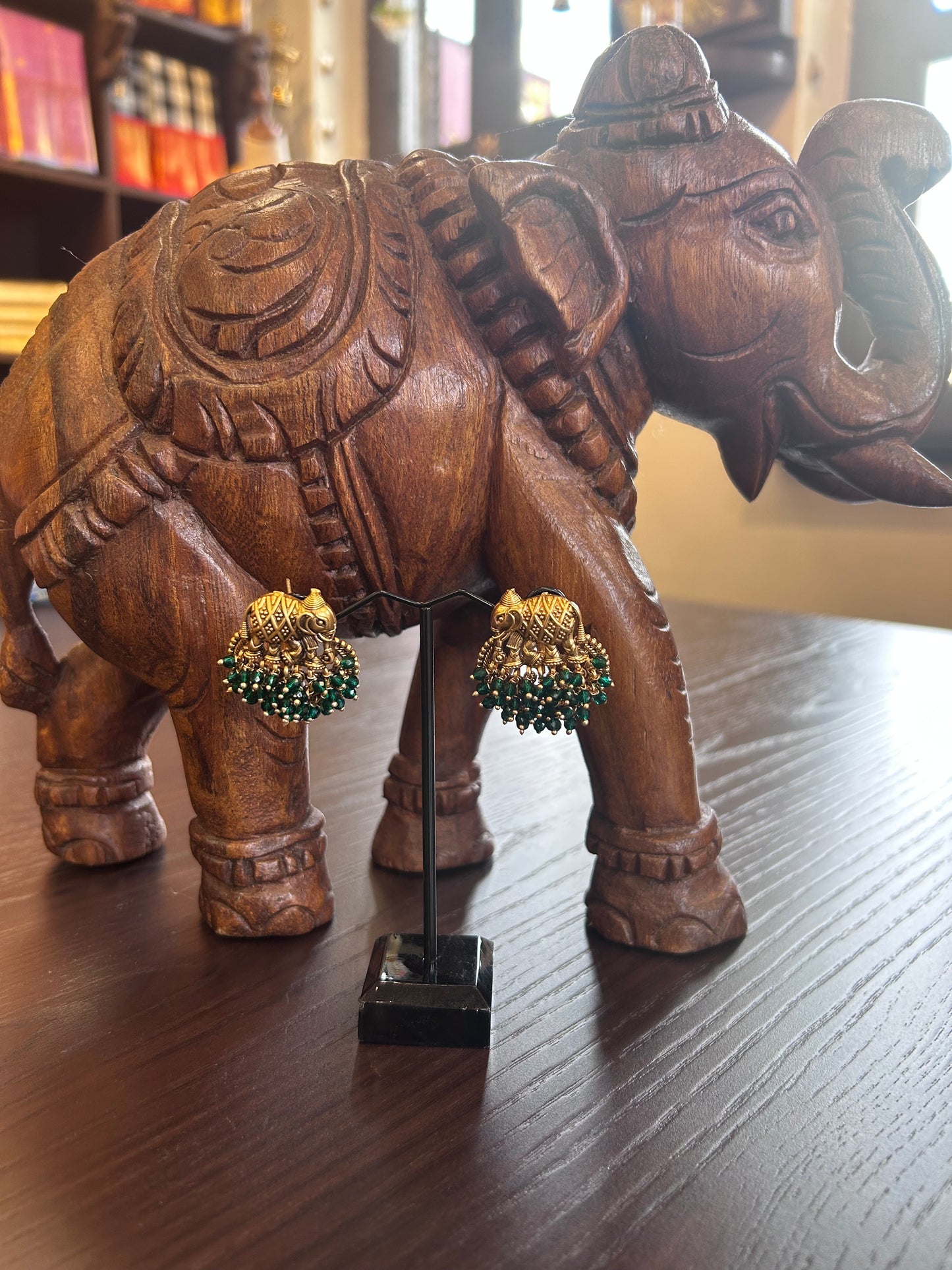 Elephant with Green Beads