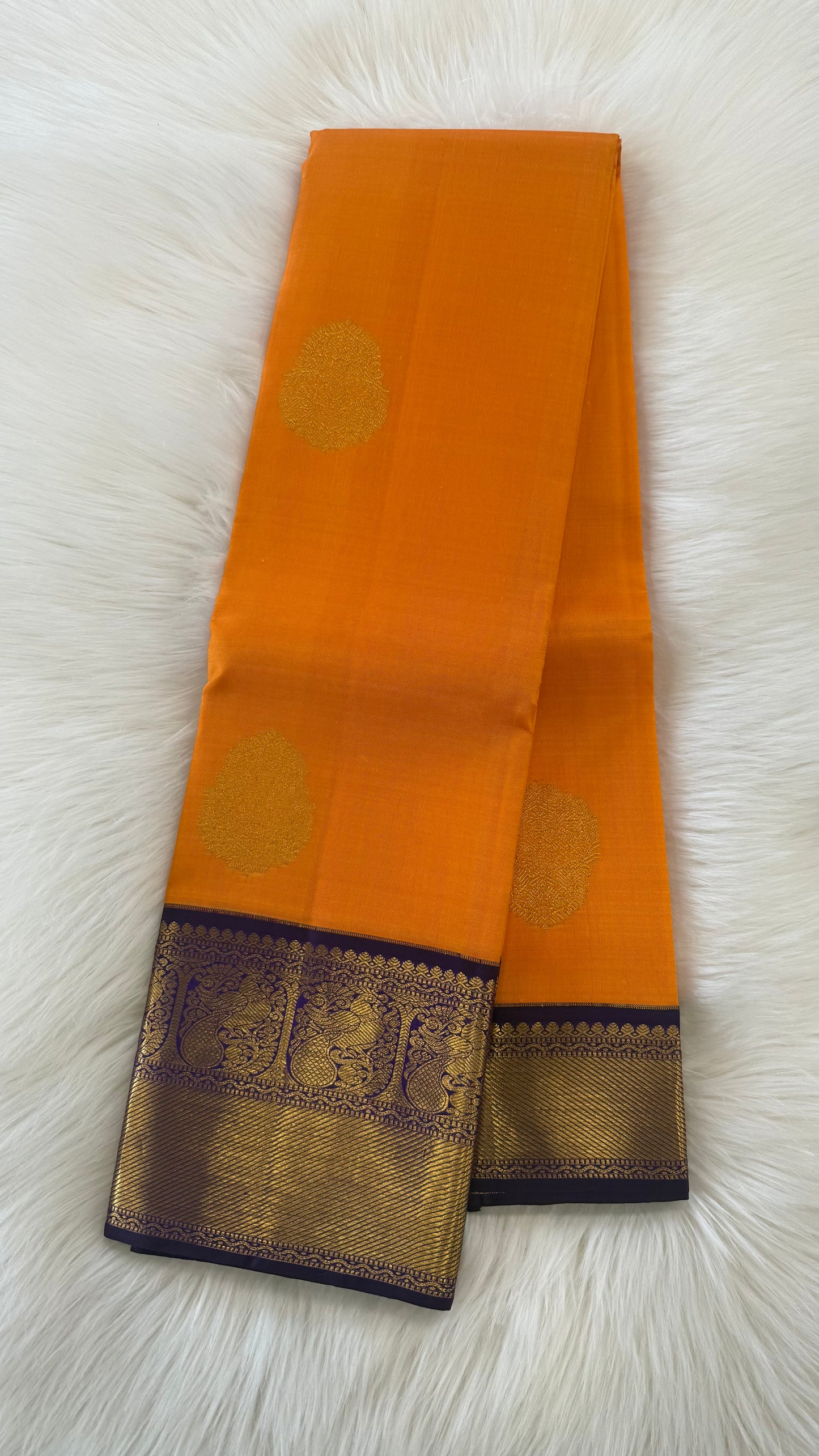 TRADITIONAL MAMBALAM CONTRAST PURPLE GOLD ZARI HANDLOOM KANICHIPURAM SILK SAREE (KSS47)